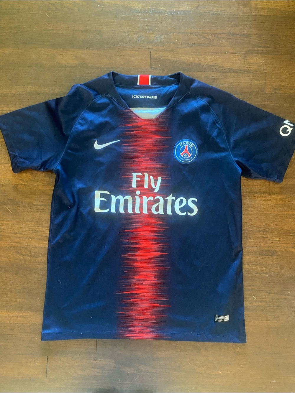 18/19 Home Kit PSG-Neymar Nike Navy & Red Fly Emirates Soccer Top